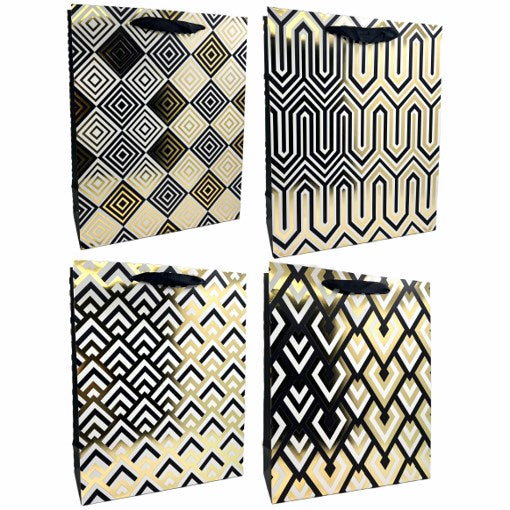 Gift Bag Foil Gold/Black