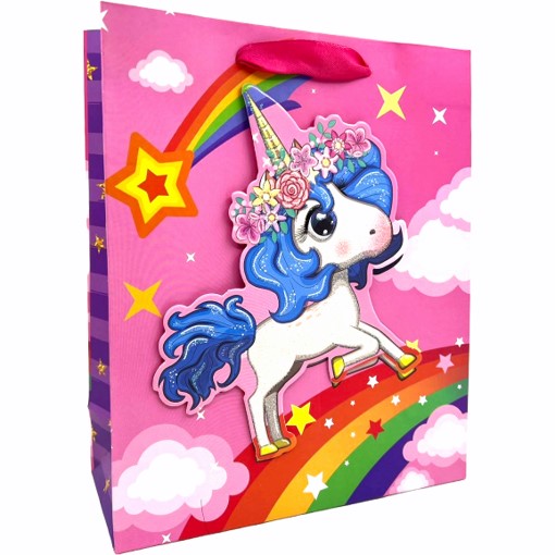 Gift Bag 3D Glitter Unicorn