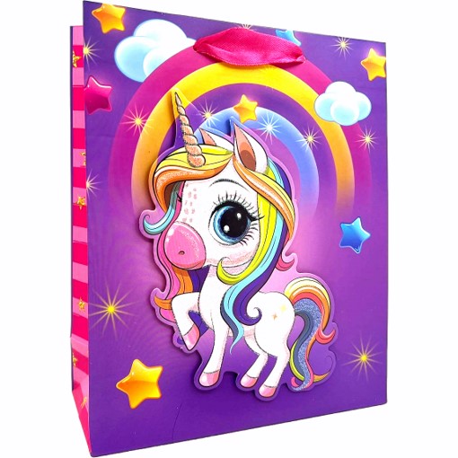 Gift Bag 3D Glitter Unicorn