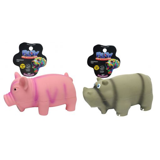 DOG TOY SQUEAKY PIG/HIPPO LATEX