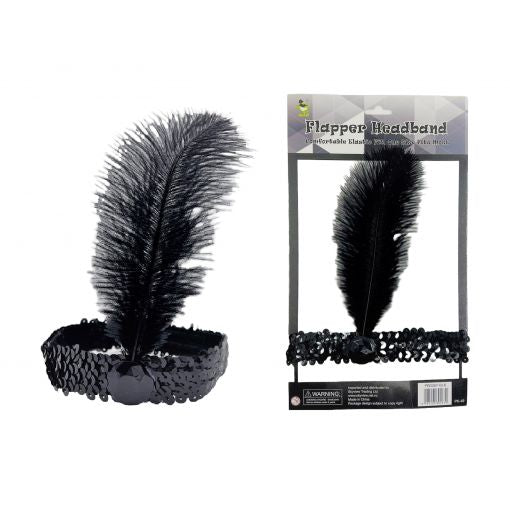 Ostrich Feather Headband Black