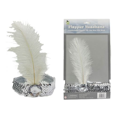 Ostrich Feather Headband White