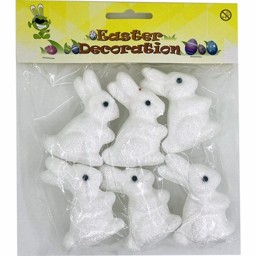 6pc Polystyrene Glitter Bunny